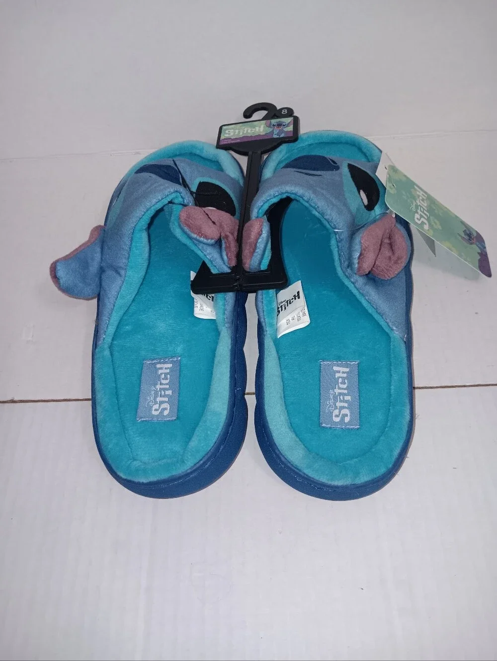 Disney Stitch Kids Teal and Blue Plush Slippers